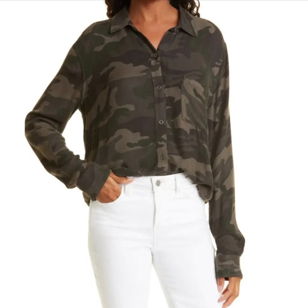 Rails Long Sleeve Camo Blouse Size M
